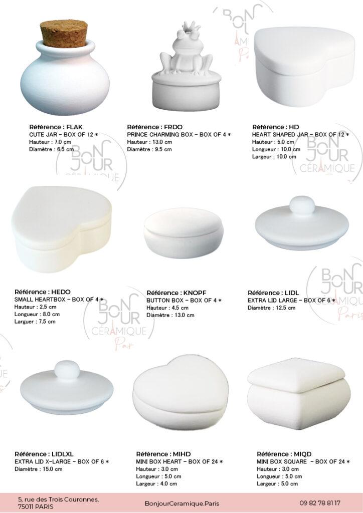 Boites en biscuit de faïence blanche. À personnaliser sans limite