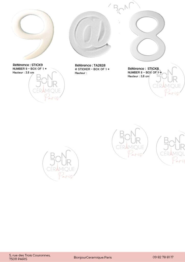 Lettres et Chiffres en biscuit de faïence blanche. À personnaliser sans limite