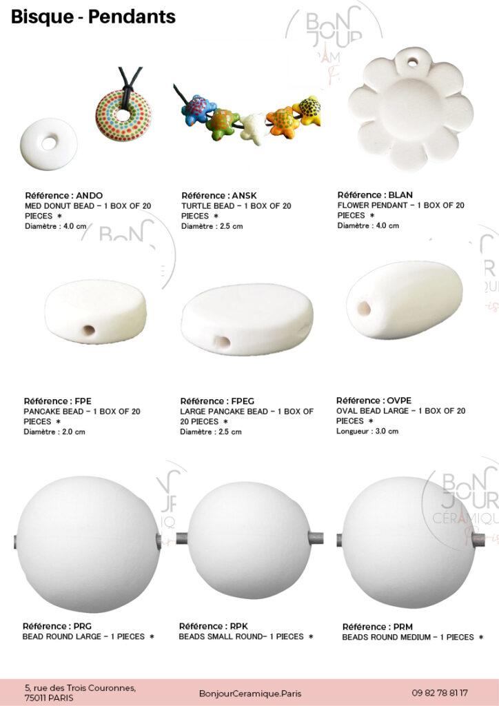 Pendentifs en biscuit de faïence blanche. À personnaliser sans limite