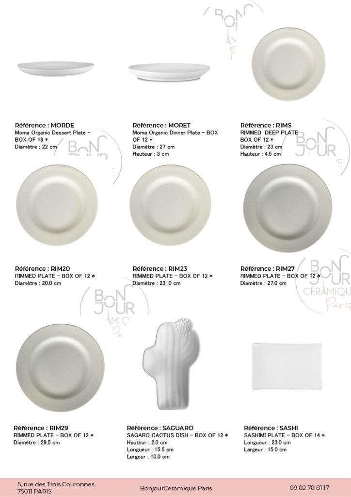 Plats en biscuit de faïence blanche. À personnaliser sans limite