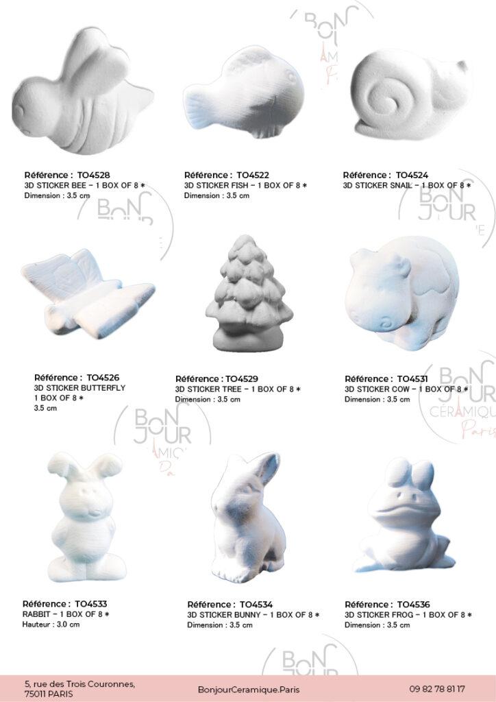 Stickers en biscuit de faïence blanche. À personnaliser sans limite