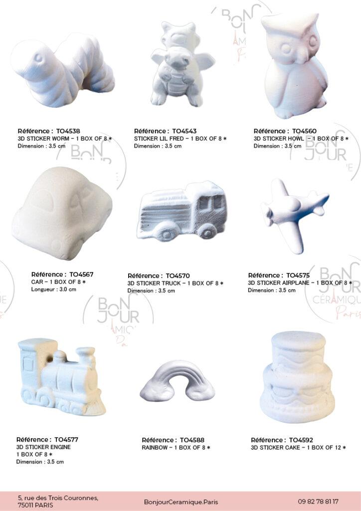 Stickers en biscuit de faïence blanche. À personnaliser sans limite