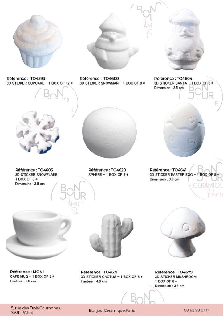 Stickers en biscuit de faïence blanche. À personnaliser sans limite